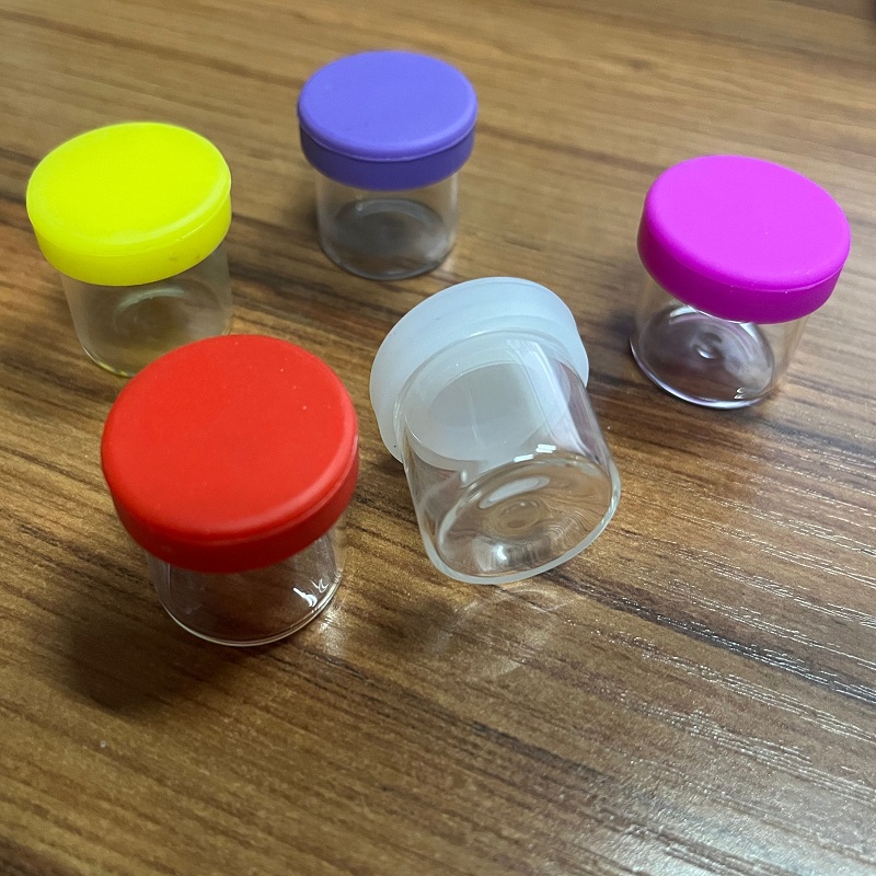 6ML高硼硅玻璃煙膏罐子 帶硅膠蓋霜膏瓶 保鮮玻璃藥品盒